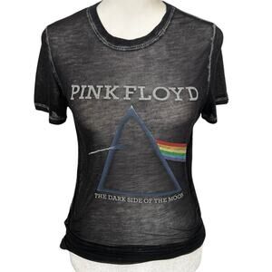 Pink Floyd Prism Sheer Burnout Tee XS Y2K Grunge Indie Sleaze Baby Tee